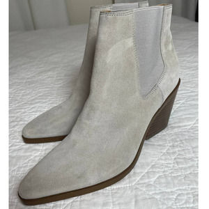 Rag & Bone Suede Bootie Size 37.5 US 7.5 Western Style Light Sand Gray NWOT